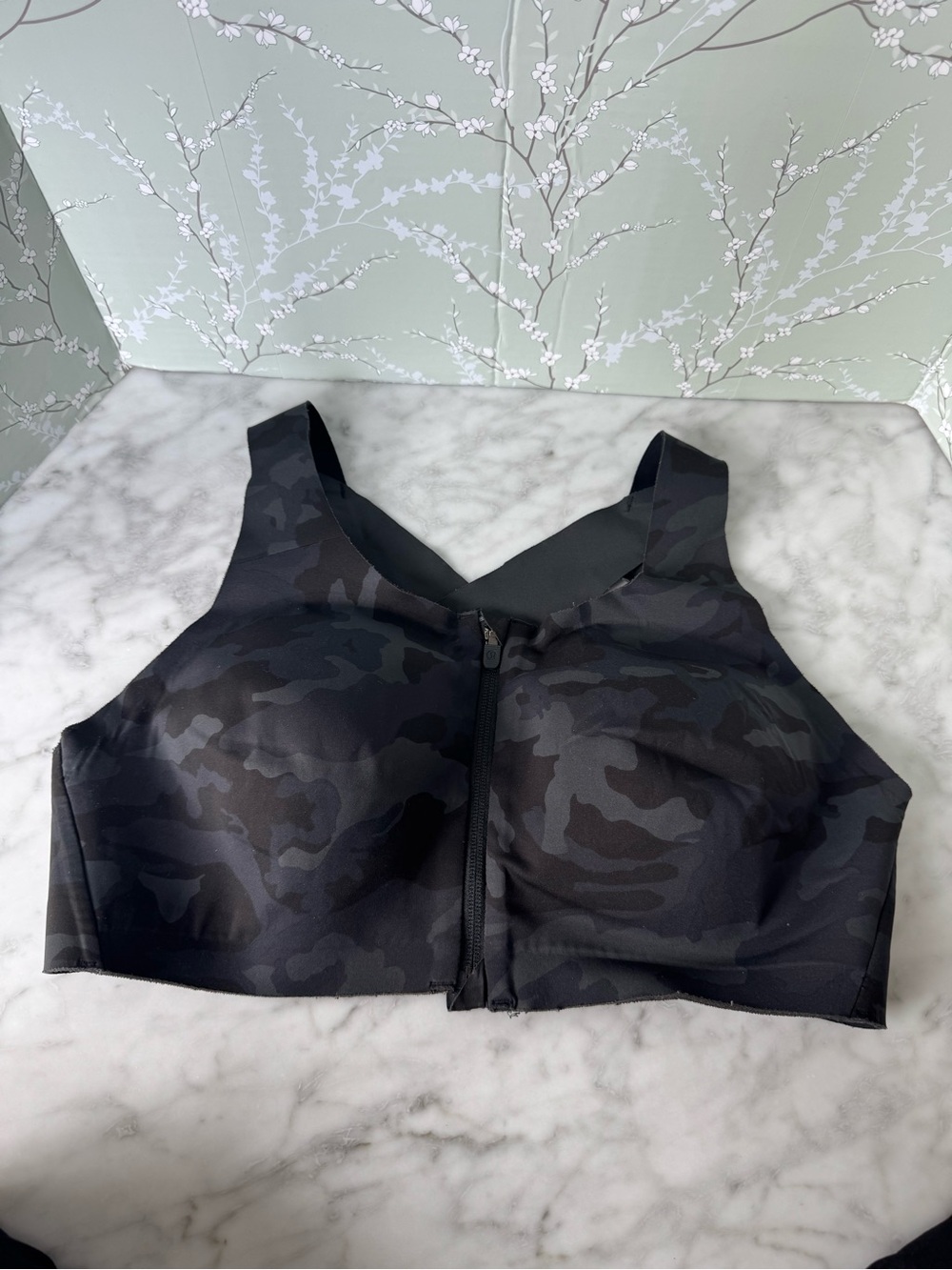 lululemon athletica Black Camo Front-Zip Sports Bra